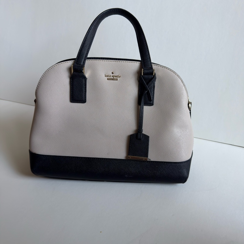 kate spade Two-Tone Black and Cream Dome Satchel with Top Handles